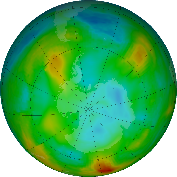 Antarctic ozone map for 09 July 1981